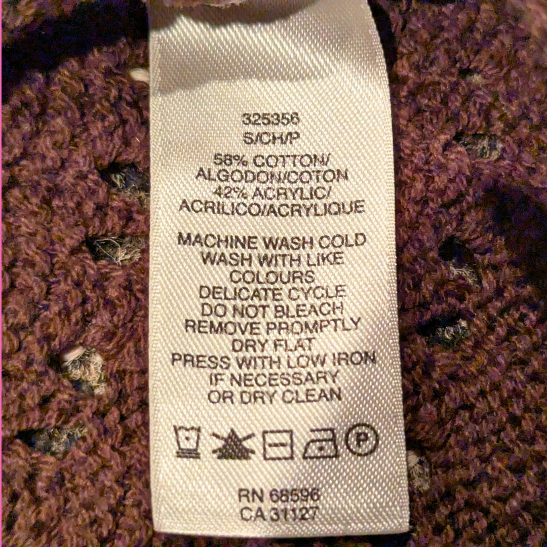 DKNY Jeans Brown Crochet Cardigan Size S