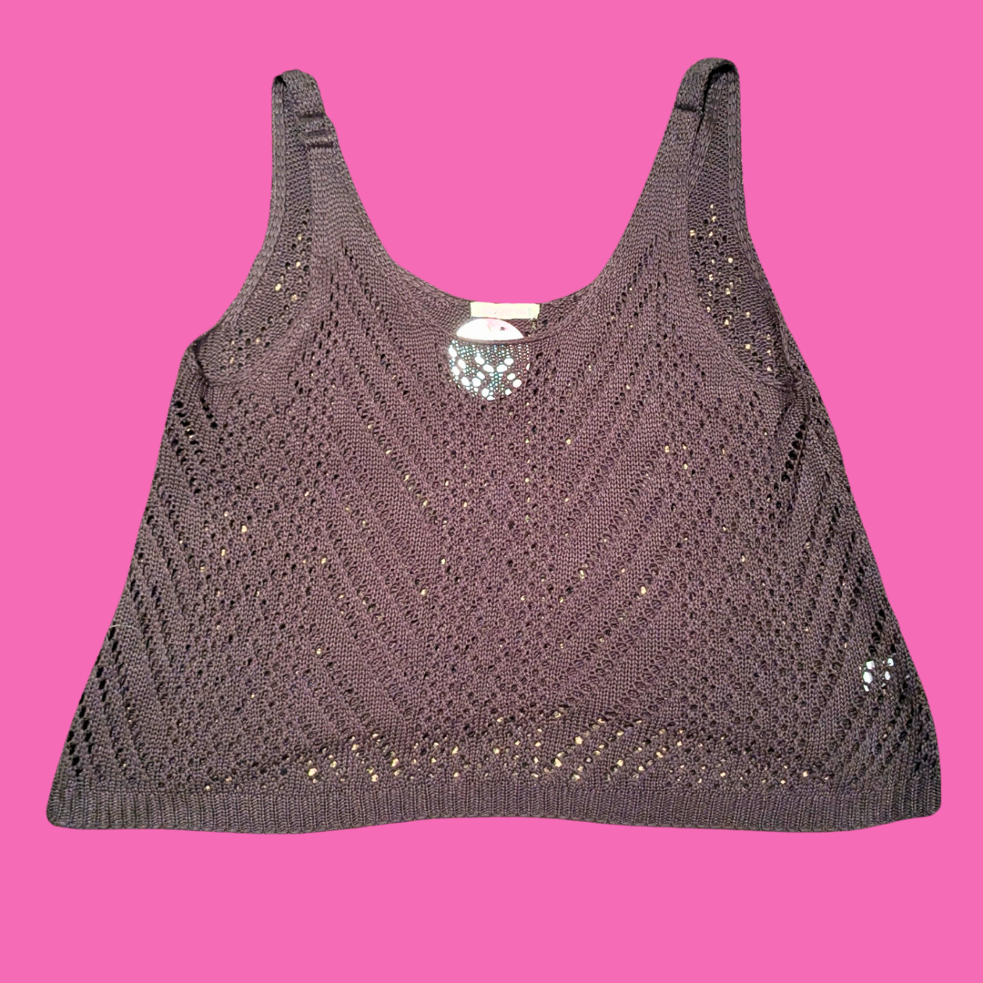Brown Crochet Tank Top Size M