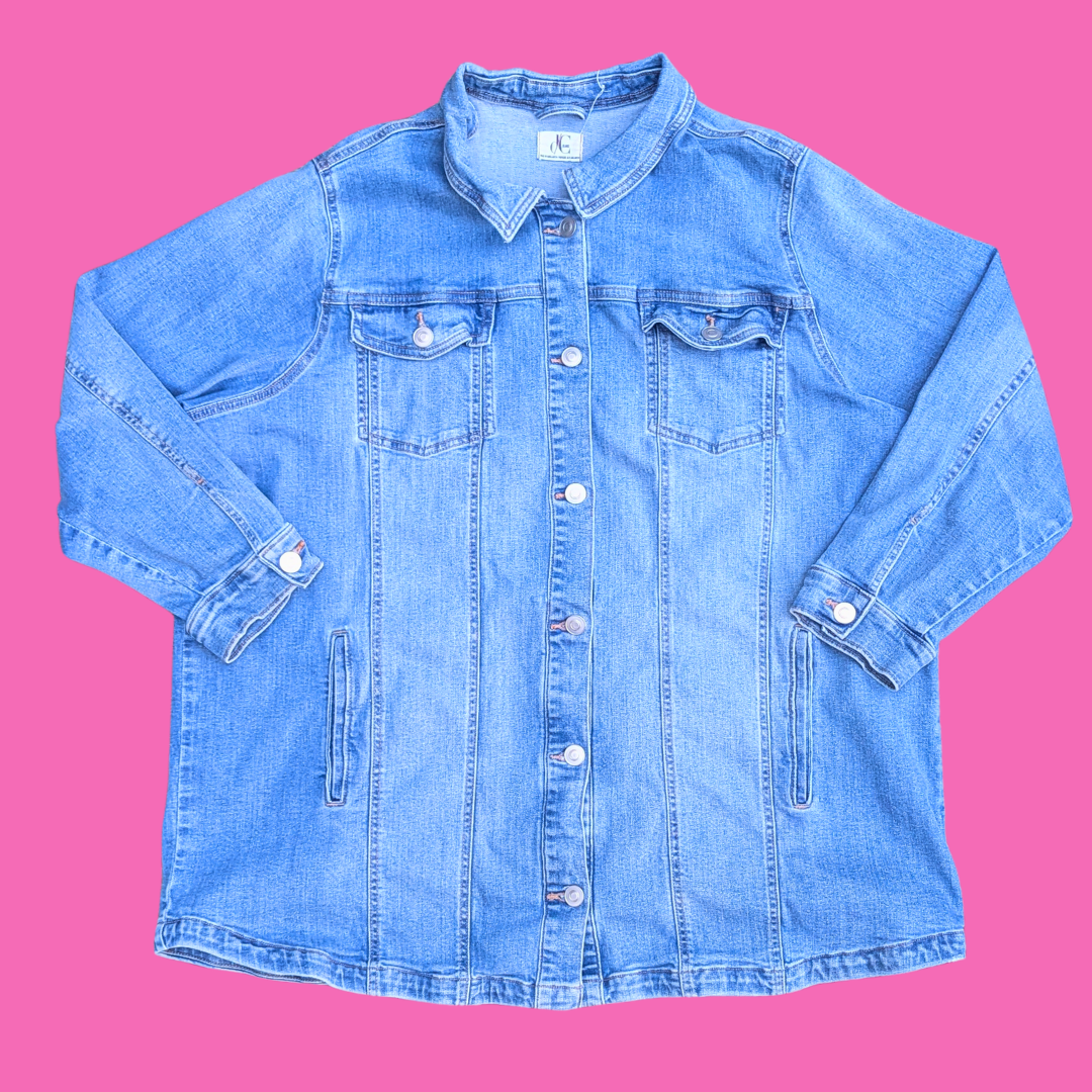 Beetlejuice Upcycled T-Shirt Denim Jacket Size 4XL for Women