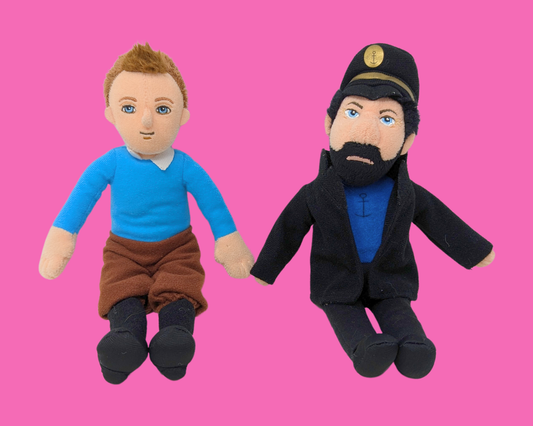 Peluches officielles TY Y2K de Tintin et du capitaine Haddock, vendues ensemble
