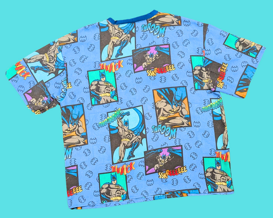 Handmade, Upcycled Vintage 1990's Batman Bedsheet T-Shirt Oversized XL