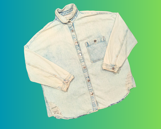 Handmade, Upcycled Pink Floyd 1966 Denim Jacket Size XL