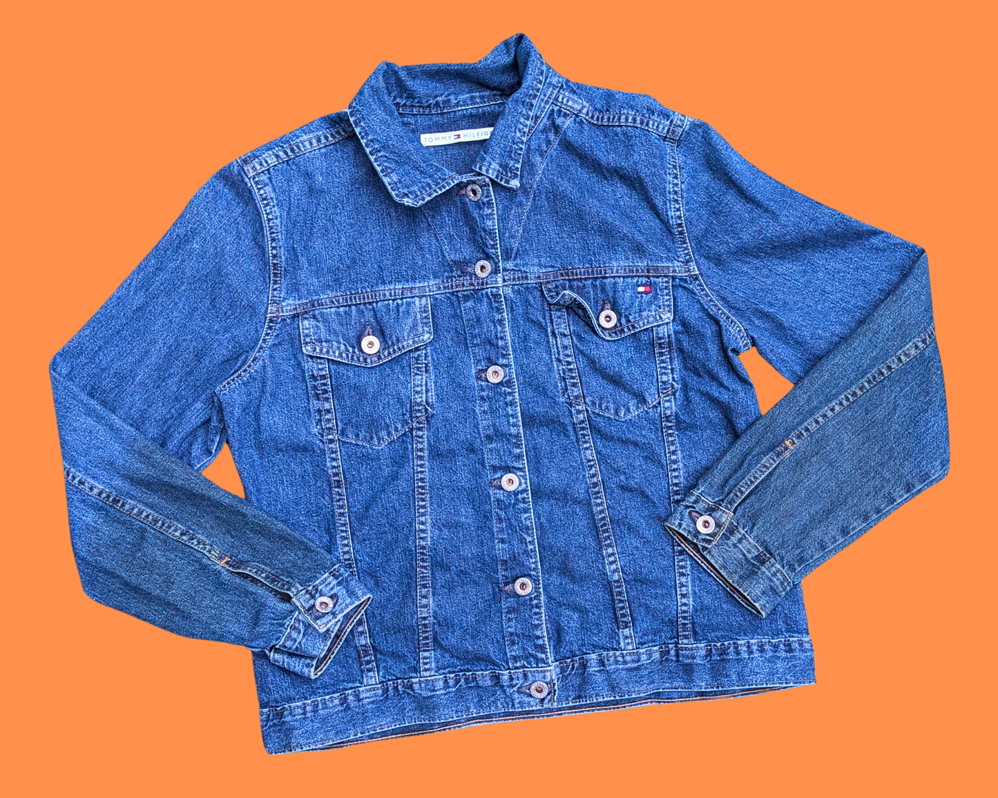 Handmade, Upcycled Back to the Future Light Denim Jacket Size L