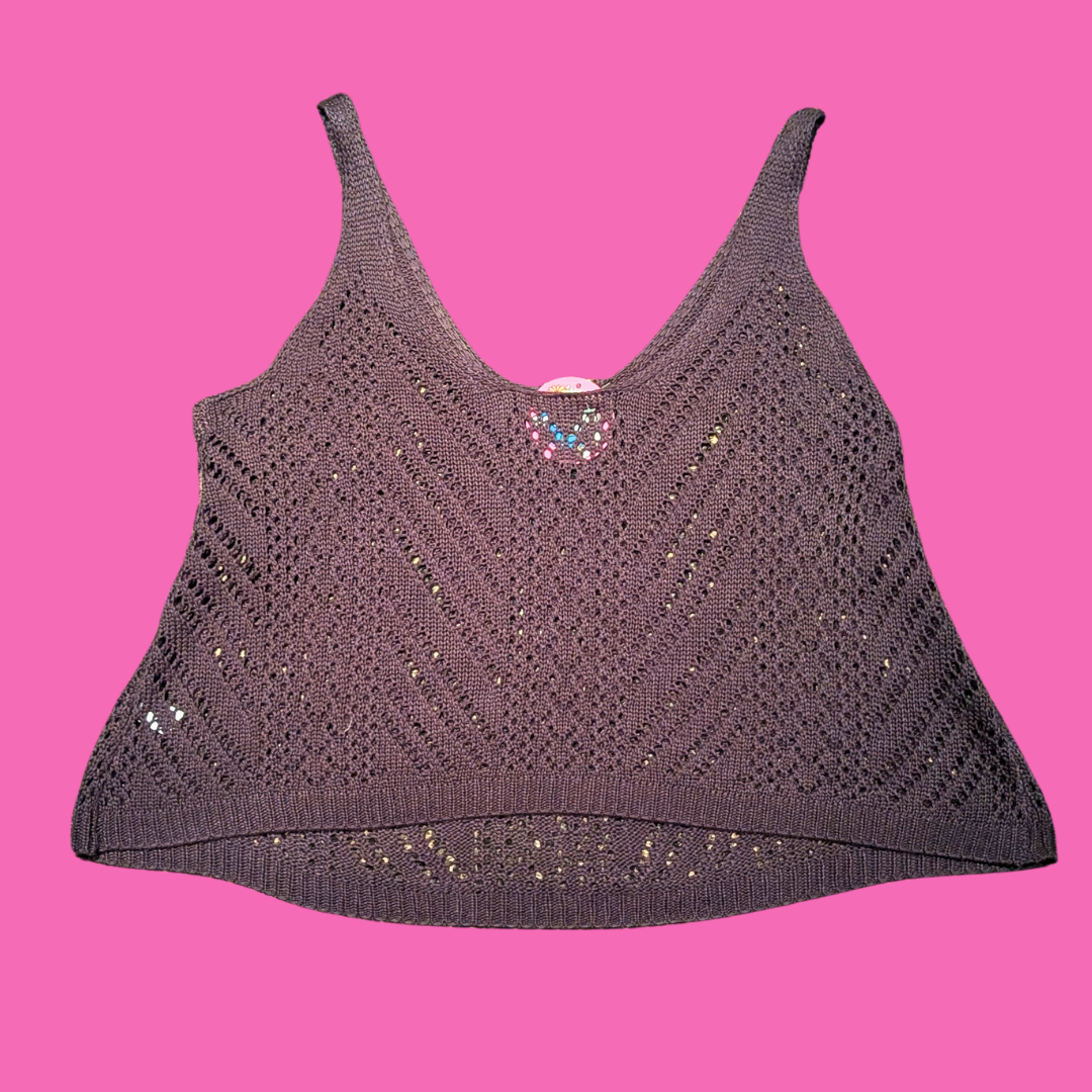 Brown Crochet Tank Top Size M