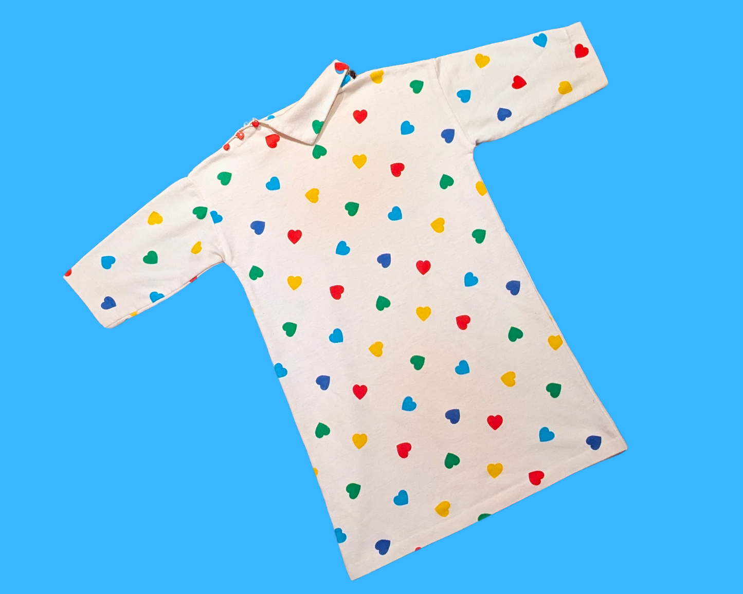 Vintage 1970's Mini Dress with Rainbow Hearts Size XS