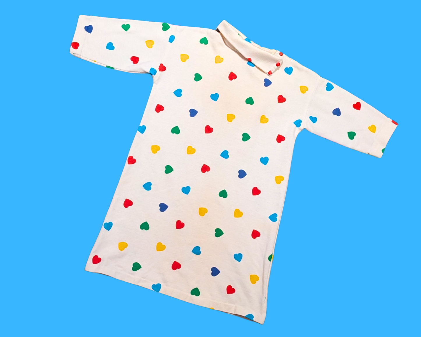 Vintage 1970's Mini Dress with Rainbow Hearts Size XS