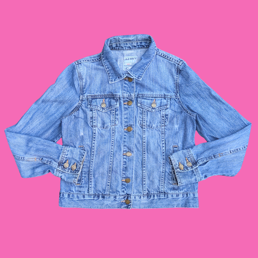 Charlie Brown and Snoopy Upcycled T-Shirt Denim Jacket Size M for Women