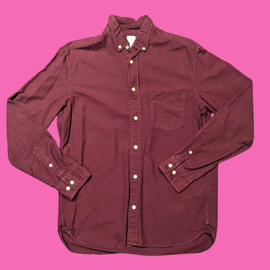 H&M Burgundy Regular Fit Button Down Shirt Size M for Men