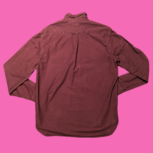 H&M Burgundy Regular Fit Button Down Shirt Size M for Men