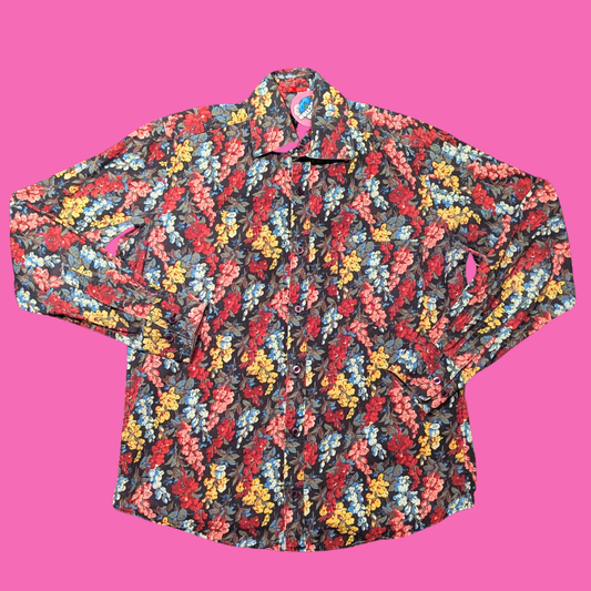 Floral, Groovy Button Down Shirt Size M for Men