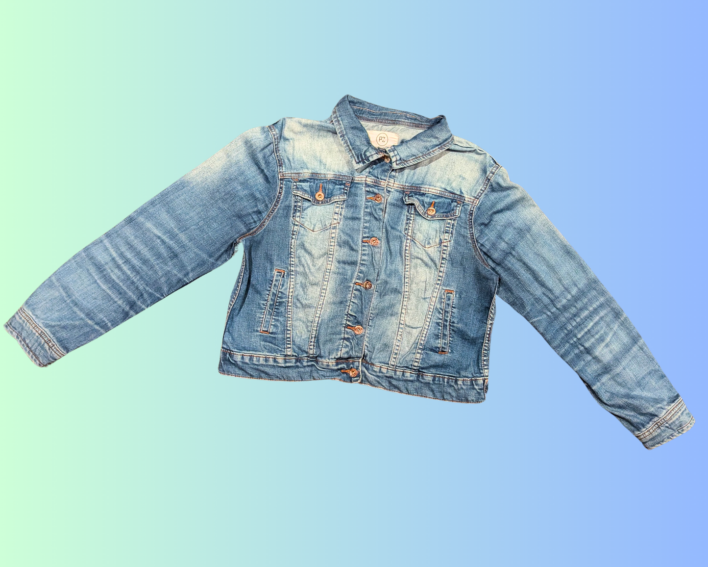 Veste en jean Marvin le Martien, fabriquée à la main et recyclée, taille L