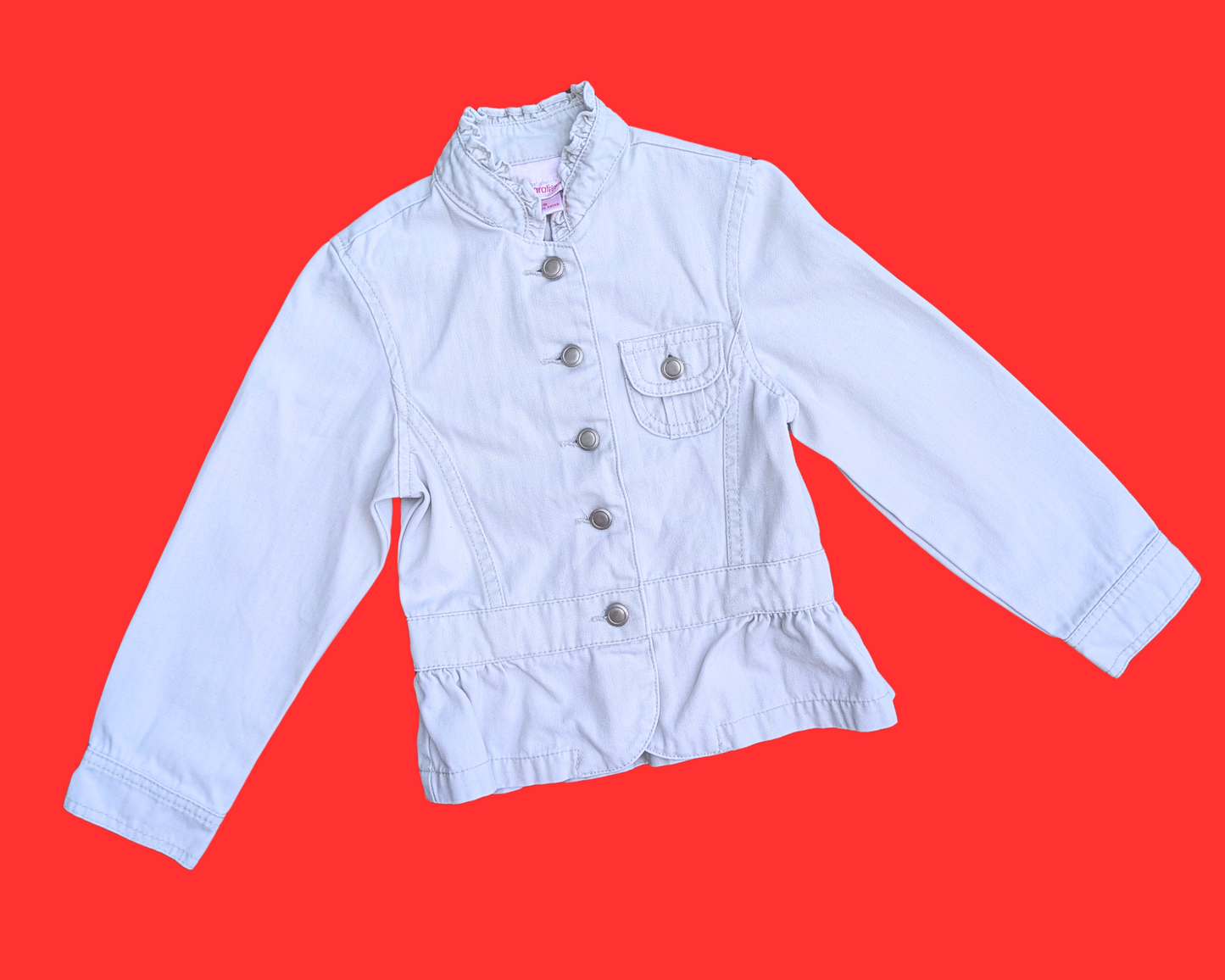 Handmade, Upcycled Toy Story Beige Denim Jacket Size XS for Girls