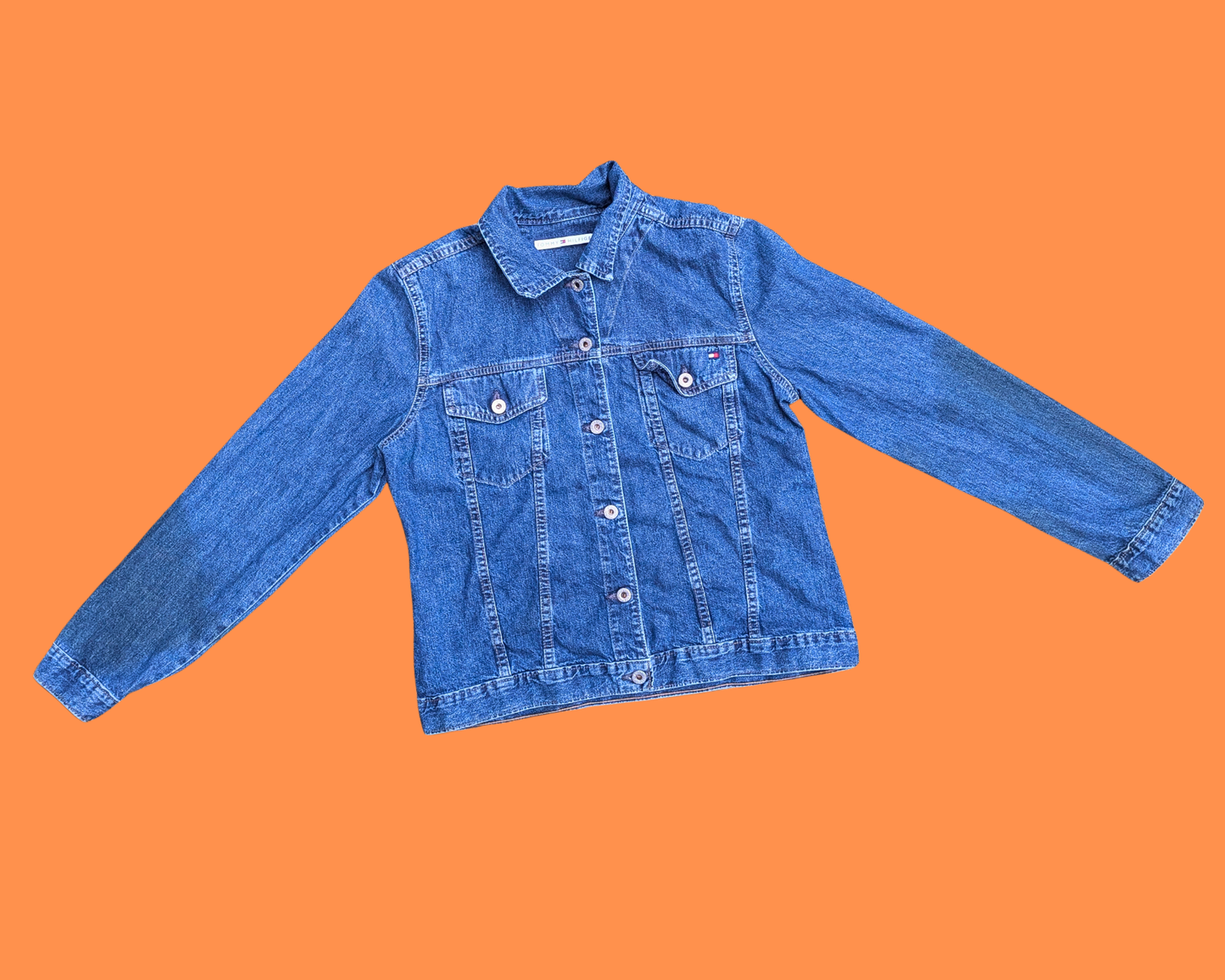 Handmade, Upcycled Back to the Future Light Denim Jacket Size L