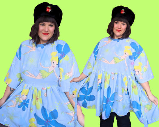 Robe t-shirt drap de lit Fée Clochette de Walt Disney, fabriquée à la main et recyclée, taille 2XL