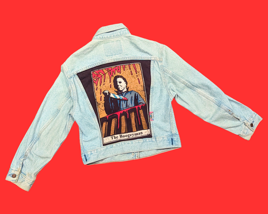 Handmade, Upcycled Halloween's Michael Myers The Boogeyman Levis Denim Jacket Size S