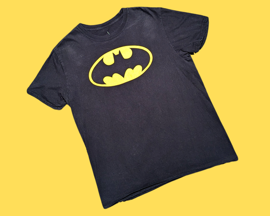Y2K Black Batman Logo T-Shirt Size M