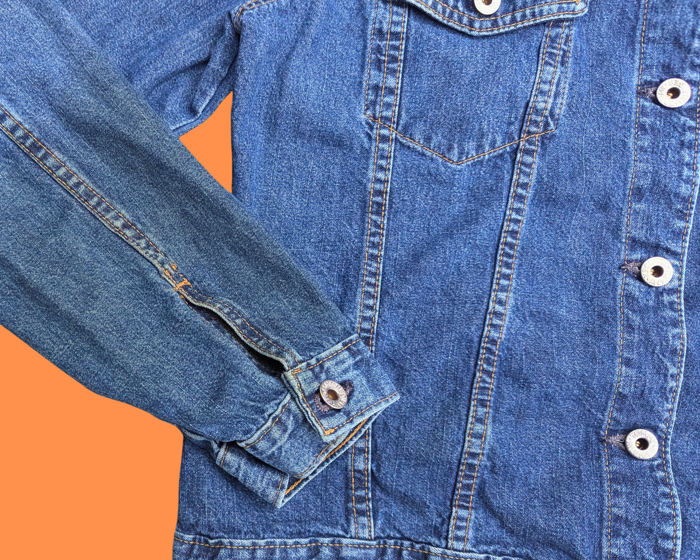 Handmade, Upcycled Back to the Future Light Denim Jacket Size L