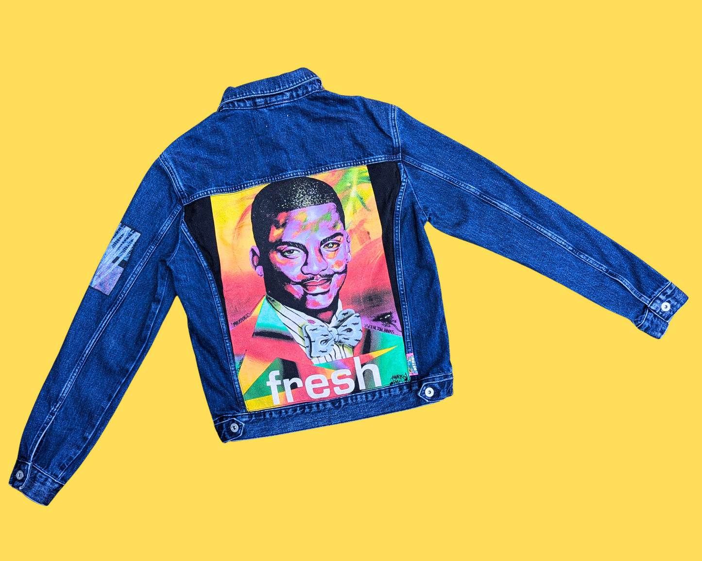 Handmade, Upcycled Carlton Banks, The Fresh Prince of Bel Air Denim Jacket Size M