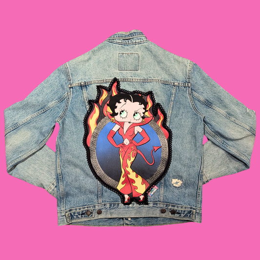 Betty Boop Upcycled Levi's Denim Jacket Size M for Men