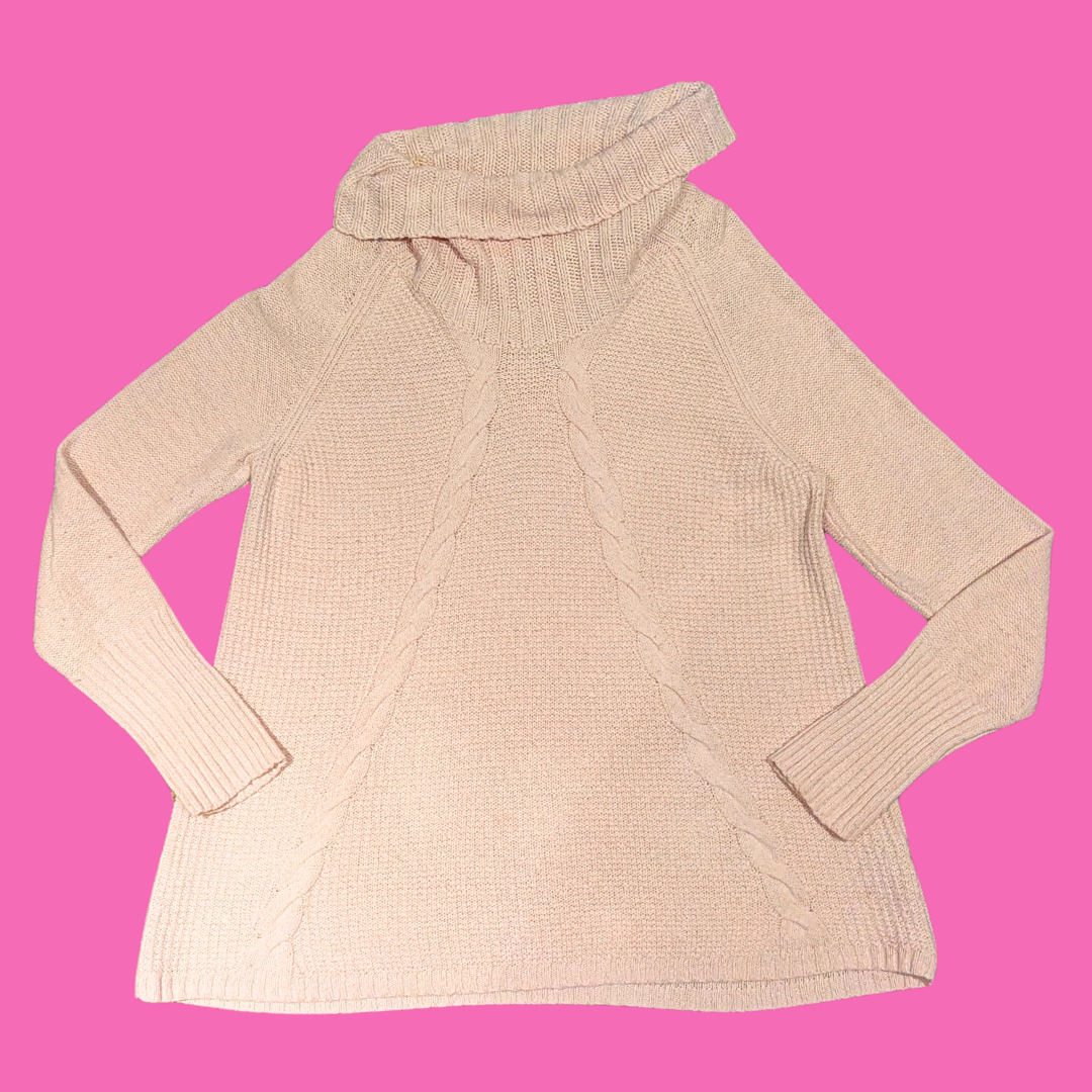 Beige Knit Turtleneck Sweater Size XL