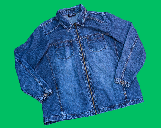 Handmade, Upcycled Friends T-Shirt Denim Jacket Size L