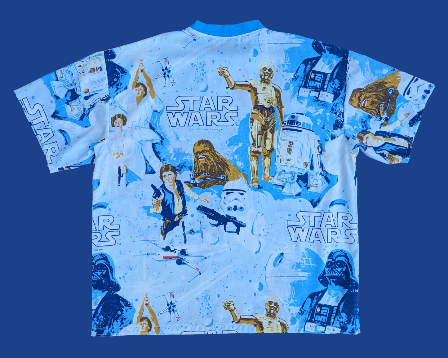 Handmade, Upcycled Star Wars A New Hope Vintage 1977 Bedsheet T-Shirt Oversized XL