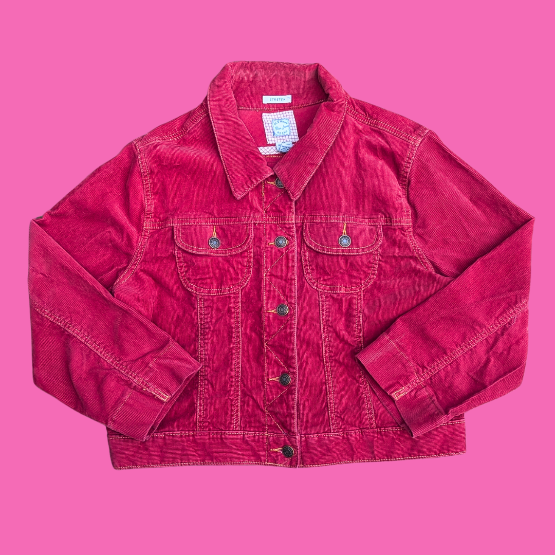 Led Zeppelin Upcycled T-Shirt Corduroy Red Jacket Size XL (fits smaller)