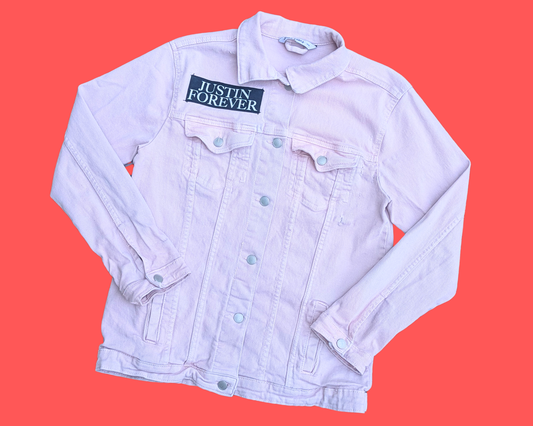 Handmade, Upcycled Justin Bieber, Purpose Tour Pink Denim Jacket Size M