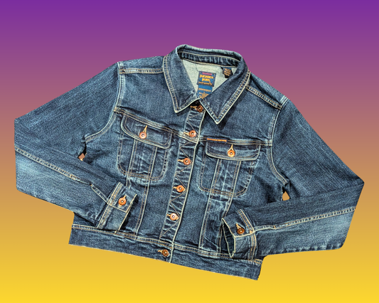 Handmade, Upcycled KISS Denim Jacket Size L for Women