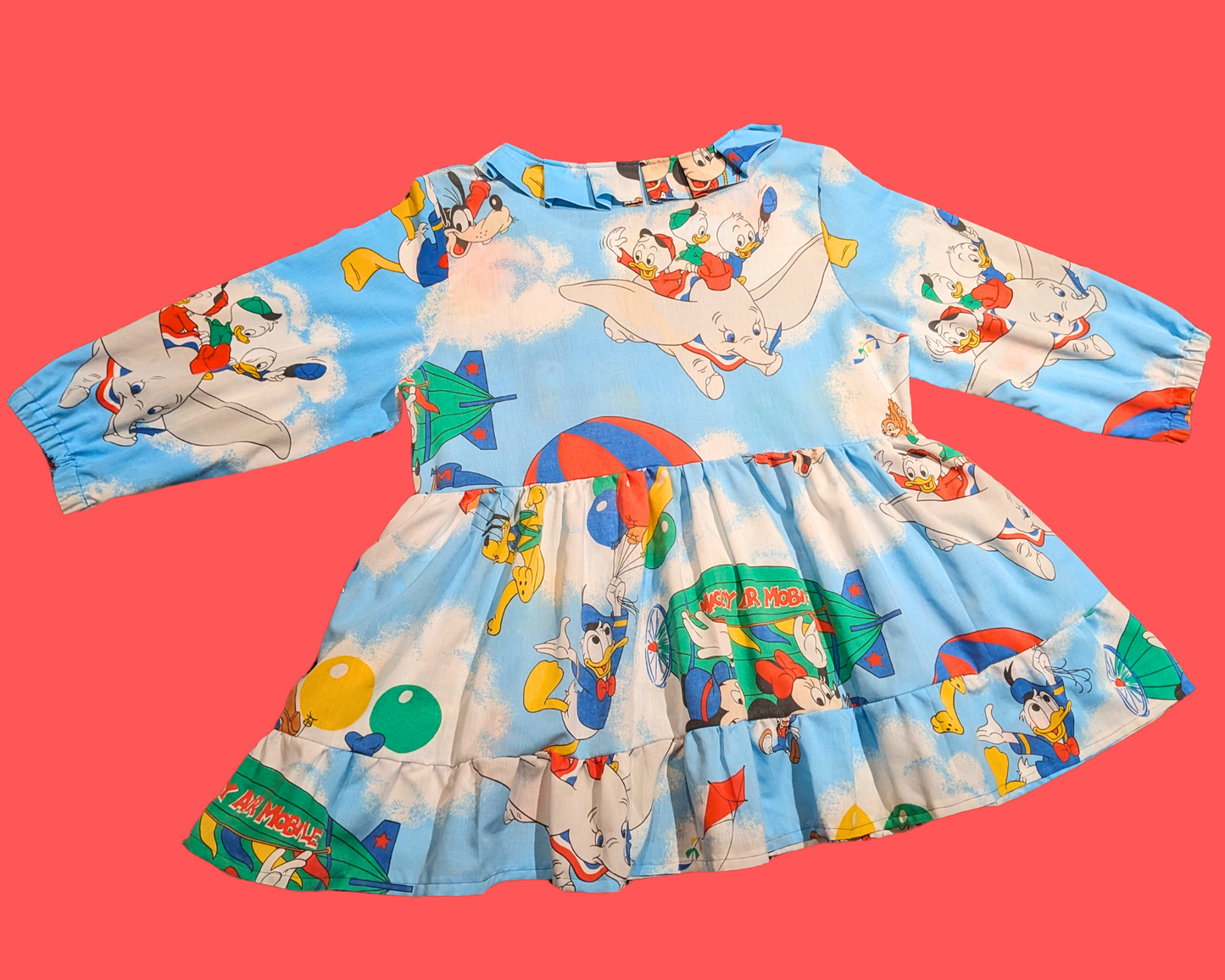 Handmade, Upcycled Vintage 1990's Mickey Mouse and Friends Disney Dress Fits Size 3XL