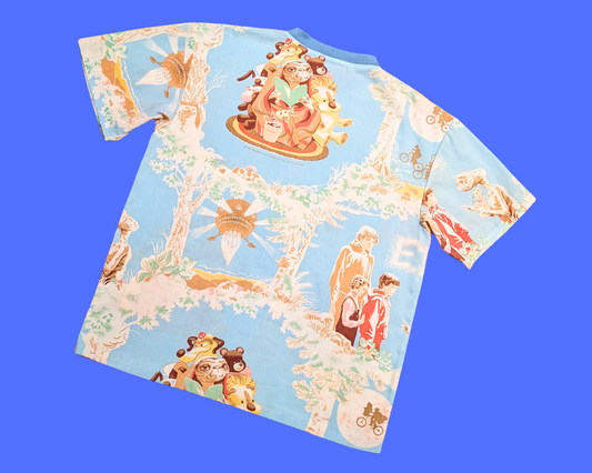 Handmade, Upcycled E.T Bedsheet T-Shirt Oversized XS - Fits Like A Size M