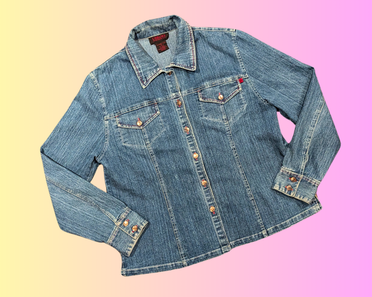 Handmade, Upcycled The Golden Girls Stretchable Denim Jacket Size M-L