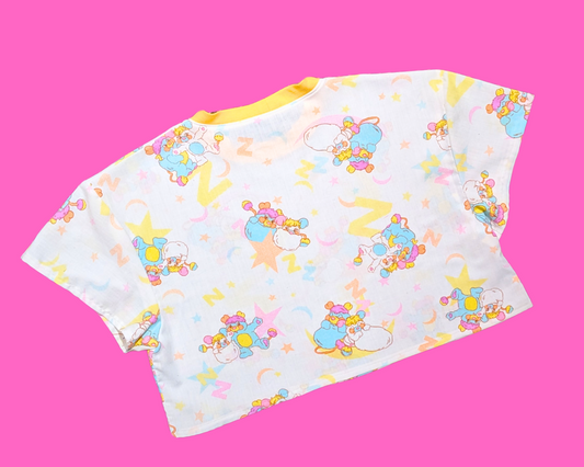 Handmade, Upcycled Vintage 1980's The Popples Bedsheet Crop Top Oversized XS - Fits Like A Size M