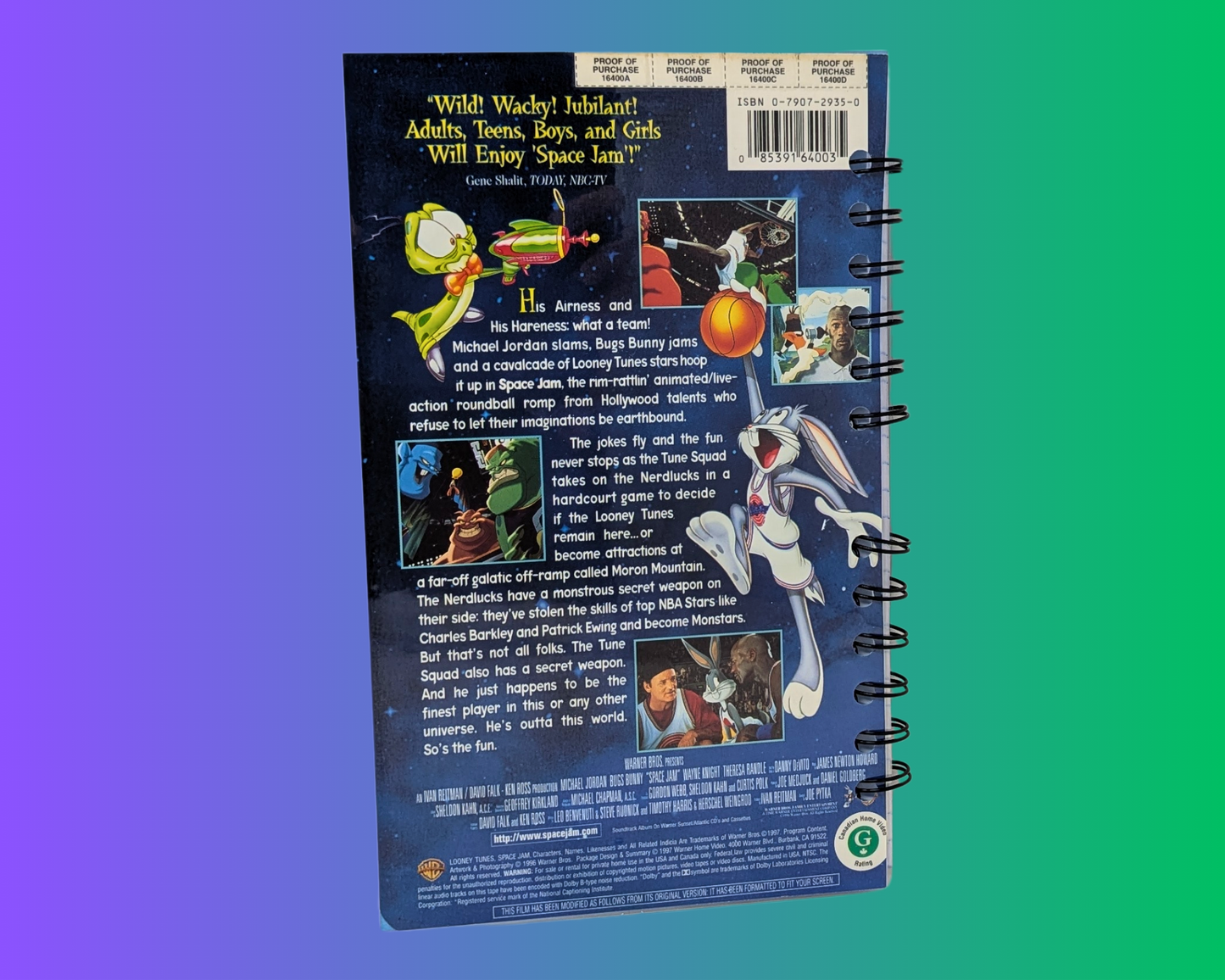 Space Jam VHS Movie Notebook
