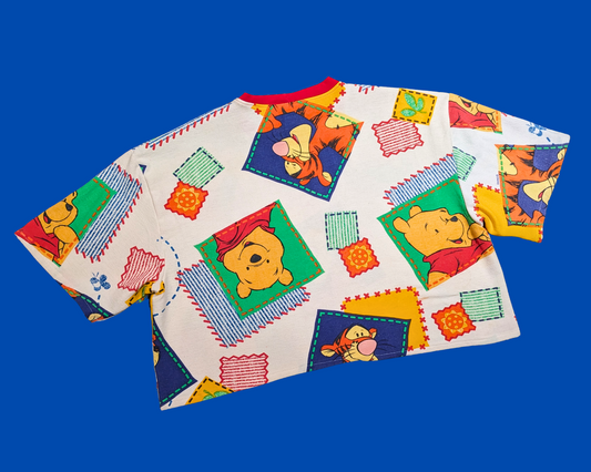 Haut court en flanelle Winnie l'ourson fait main et recyclé, taille 2XL