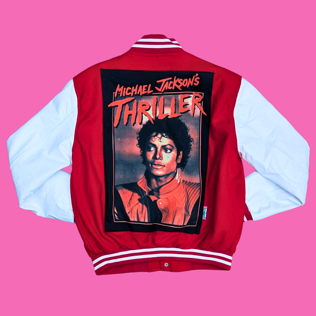 Michael Jackson's Thriller Upcycled T-Shirt Varsity Jacket Size M