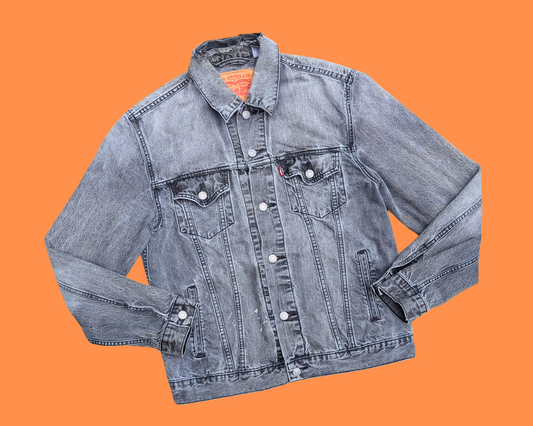 Veste en jean Levi's noire Smashing Pumpkins, fabriquée à la main et recyclée, taille L
