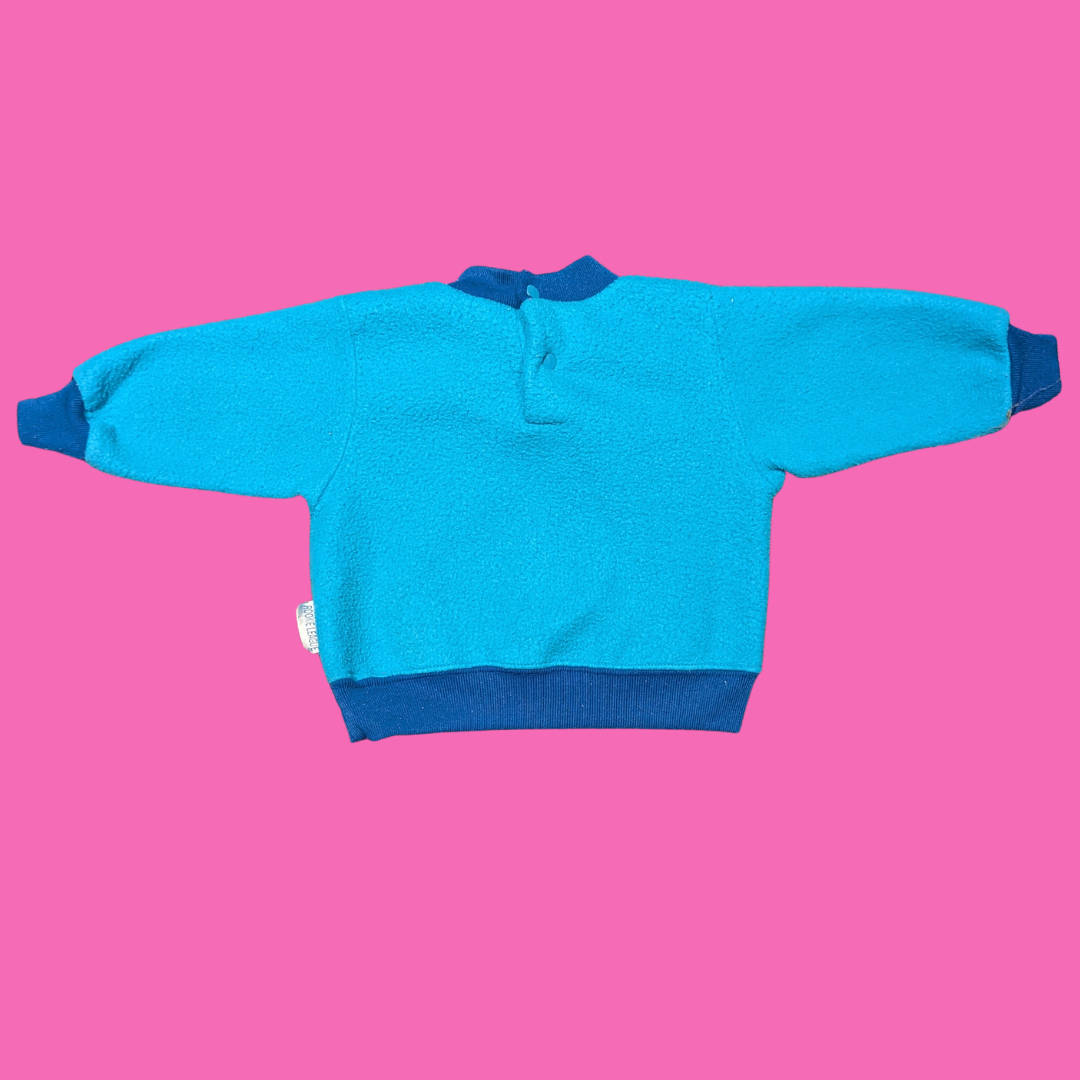 Vintage 1990's Rookie League, Blue Jays Baseball Team Fleece Sweater for Kids 12 Months