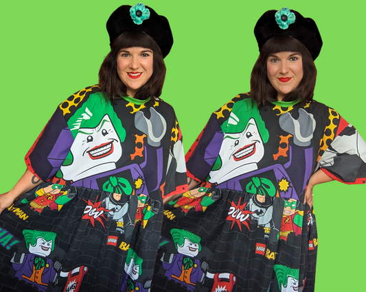 Handmade, Upcycled Lego Batman Bedsheet T-Shirt Dress Fits 2XL