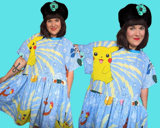 Robe t-shirt Pokémon faite main et recyclée, taille 2XL