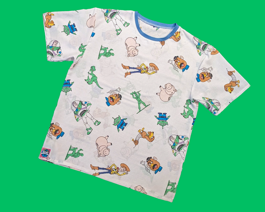 Handmade, Upcycled Vintage 1990's Toy Story Bedsheet T-Shirt Size M