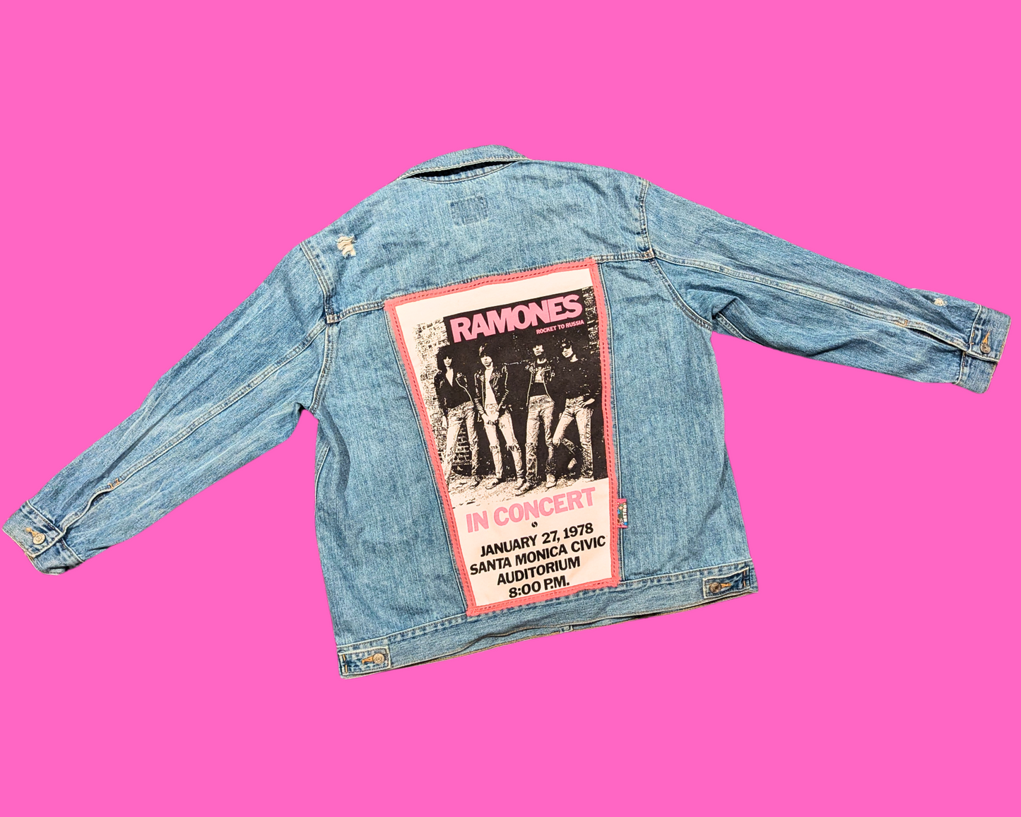 Handmade, Upcycled The Ramones T-Shirt Denim Jacket Size XL