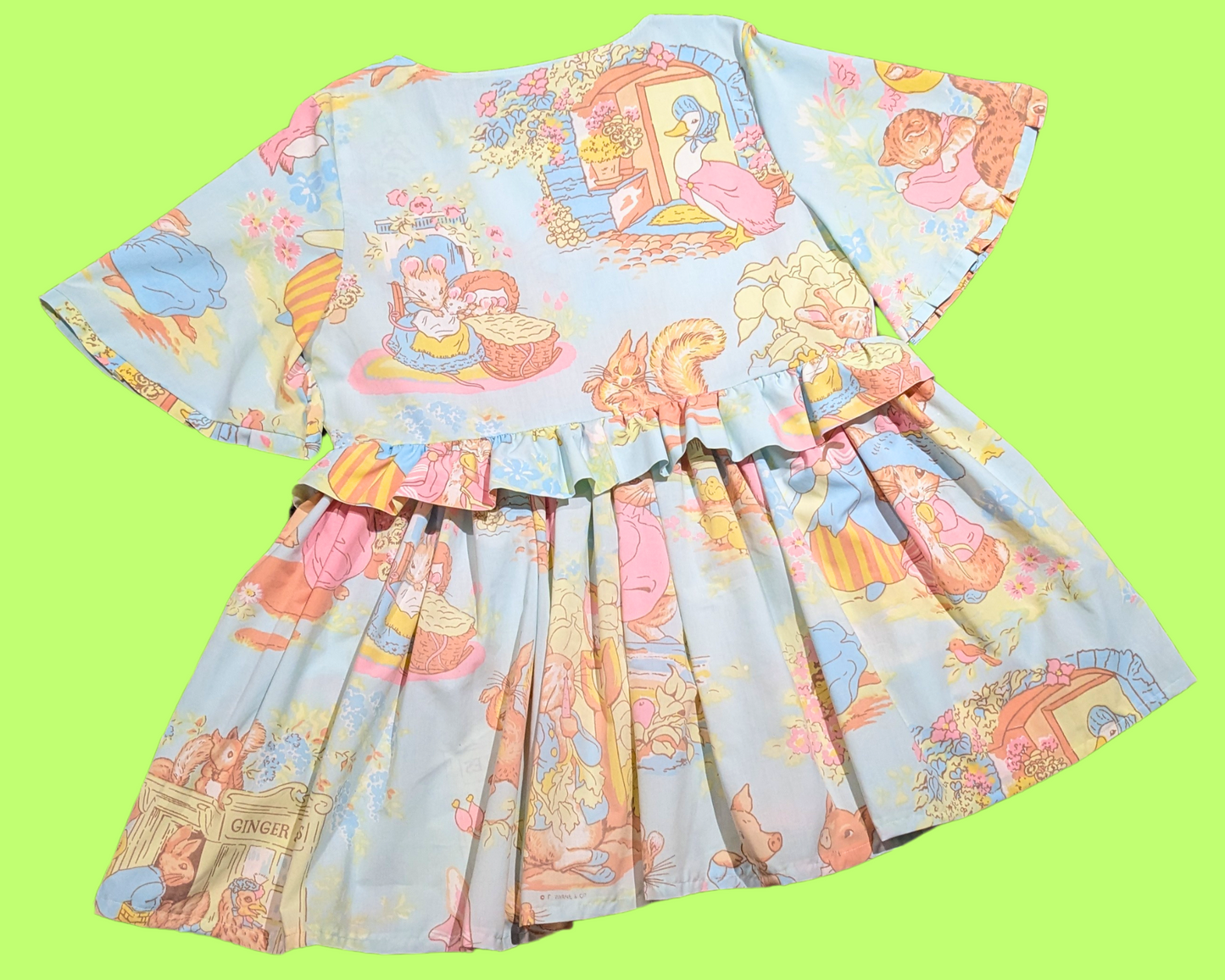 Handmade, Upcycled Beatrix Potter Characters Bedsheet Dress Size L