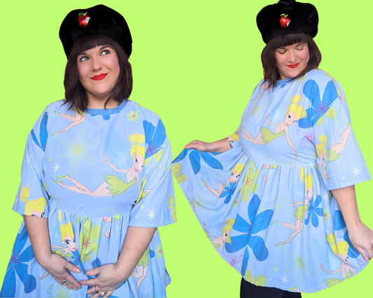 Robe t-shirt drap de lit Fée Clochette de Walt Disney, fabriquée à la main et recyclée, taille 2XL