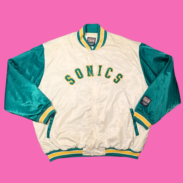 Y2K Sonics of Seattle Basketball Varsity Jacket by Hardwood Classics by Carl Banks Size XXL