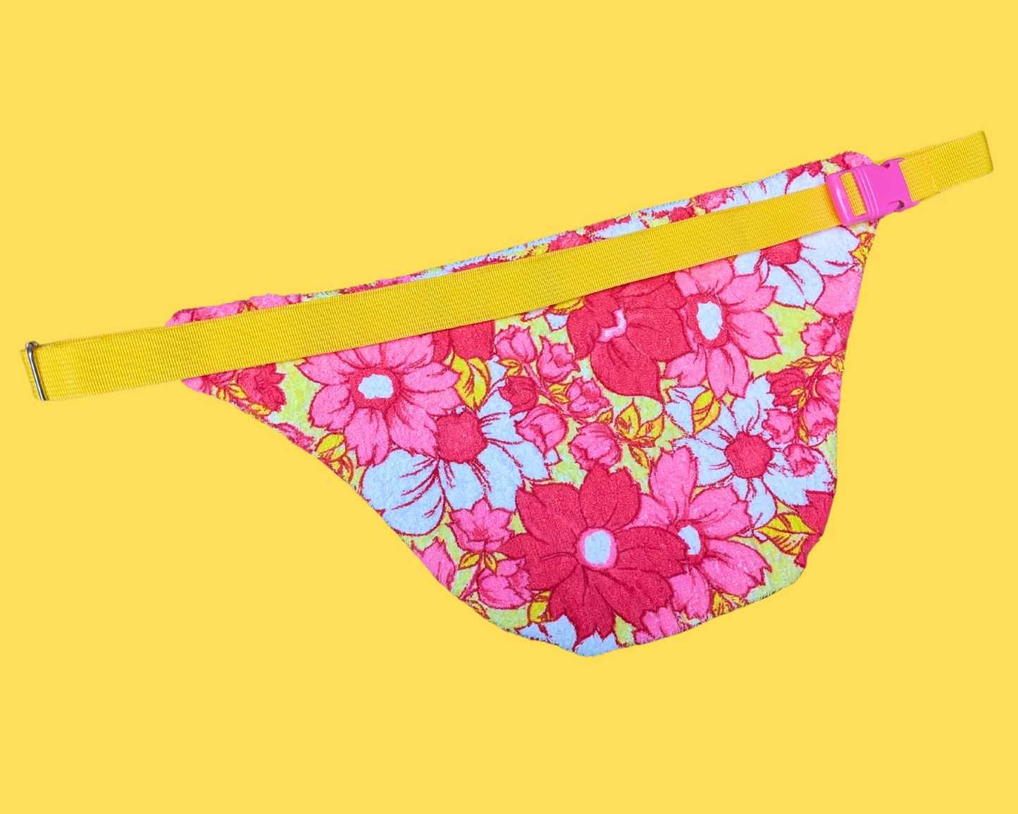Handmade, Upcycled Towel Colourful Floral Print Fanny Pack