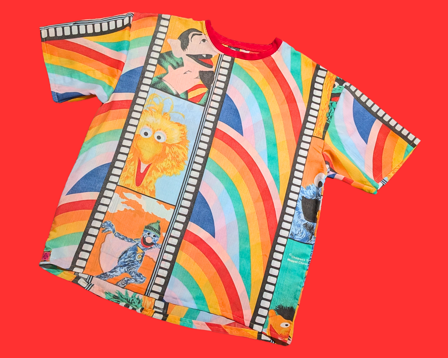 Handmade, Upcycled Sesame Street Bedsheet T-Shirt Oversized L