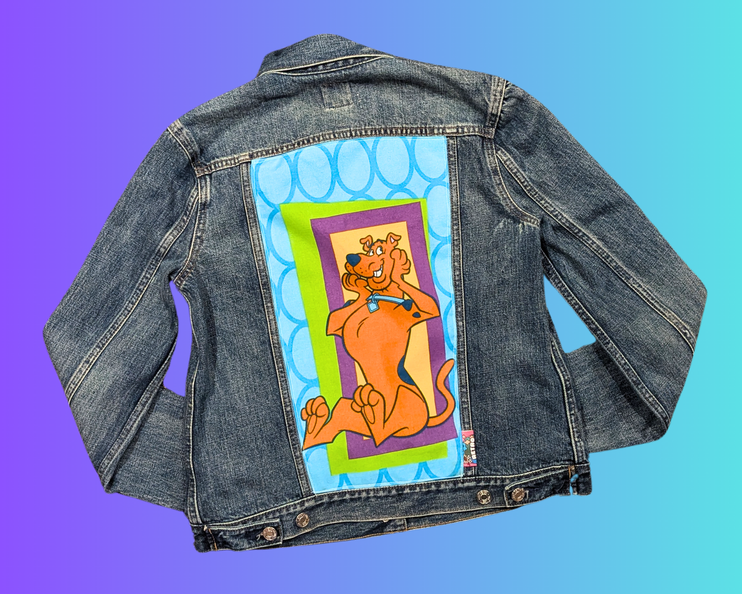 Handmade, Upcycled Scooby-Doo Bedsheet Denim Jacket Size S