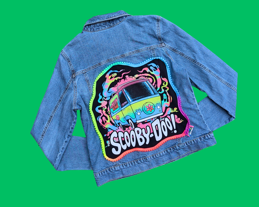 Handmade, Upcycled Scooby Doo Denim Jacket Size M