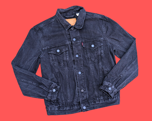 Handmade, Upcycled Scars of Dracula Black Levi's Denim Jacket Size M